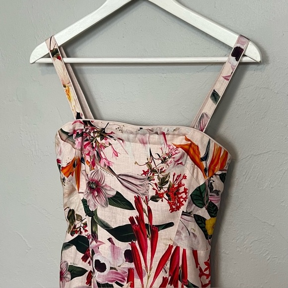 ALLSAINTS Char Leondra Dress Linen Floral Multicolor Sleeveless 4 - Picture 3 of 13